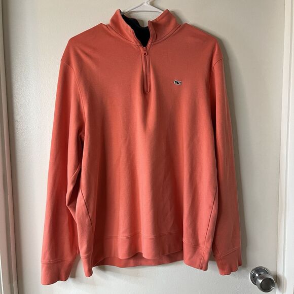 Vineyard Vines Jacket Mens M Red Sankaty Performance Quarter Zip Sweatshirt - Picture 1 of 7